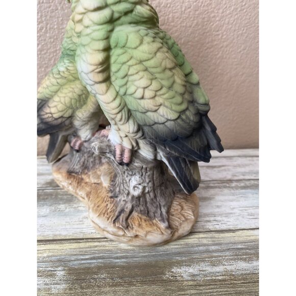 1970s Andrea by Sadek Green Cockatoos – Hand Painted Porcelain Pair - No Box - Picture 12 of 15